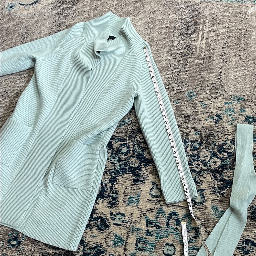 ANN TAYLOR Cardigan knit Long Duster sweater with belt seafoam green - Picture 6 of 16